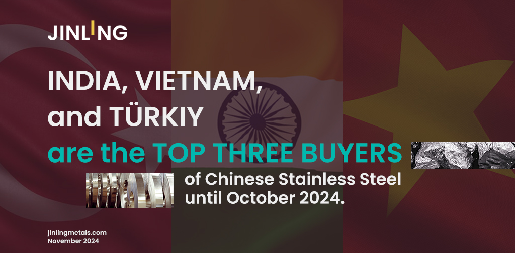 Stainless Insights in China | Until October 2024, India, Vietnam, and Türkiy are the top buyers of Chinese stainless steel.
